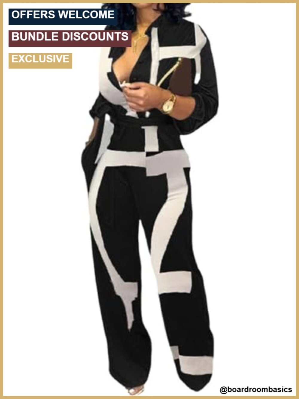 Women's V Neck Long Sleeve Jumpsuit with Pockets Stra